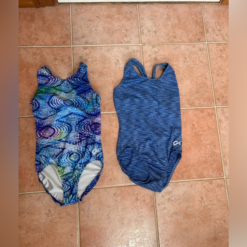 Two GK Gymnastics Leotards Adult X Small and Adult Small Like New Blue